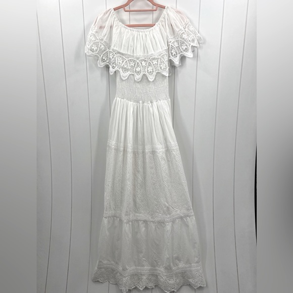 Advance Apparels Dresses & Skirts - 🆕Advance Apparels White Cotton Dress Eyelet Crochet Midi S/M, L/XL & 1X/2X
